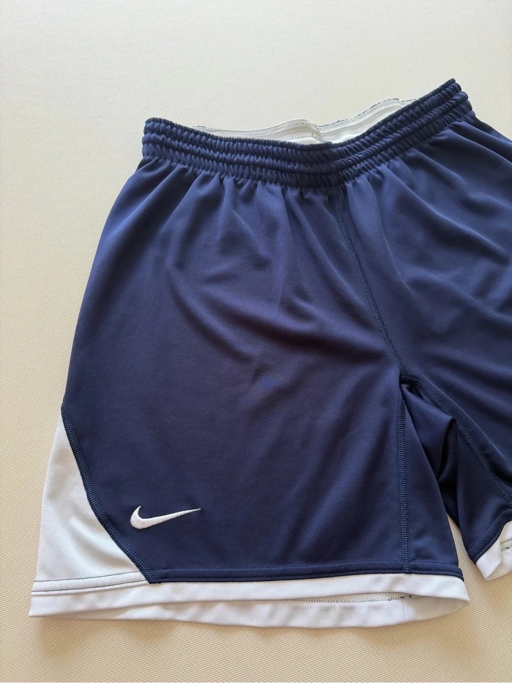 Nike Dri-Fit Navy Athletic Shorts with White Accents size L